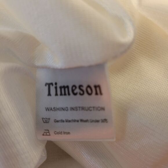 Timeson sheer double layered blouse Women's large white Pre-owned - Picture 5 of 7